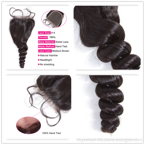 Peruvian Hair  Brazilian Deep Wave Transparent Lace Closure With Highlighted Invisible Closure